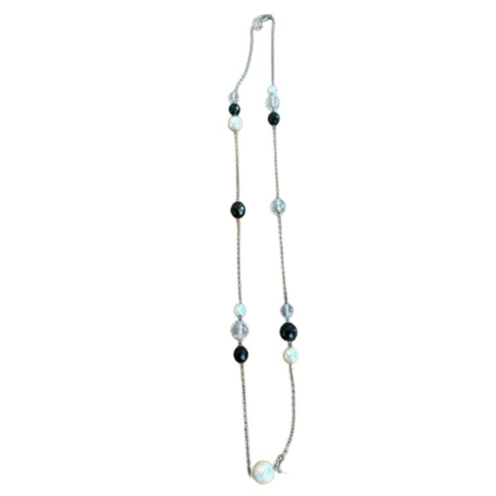 White House Black Market Silver and Black Necklace